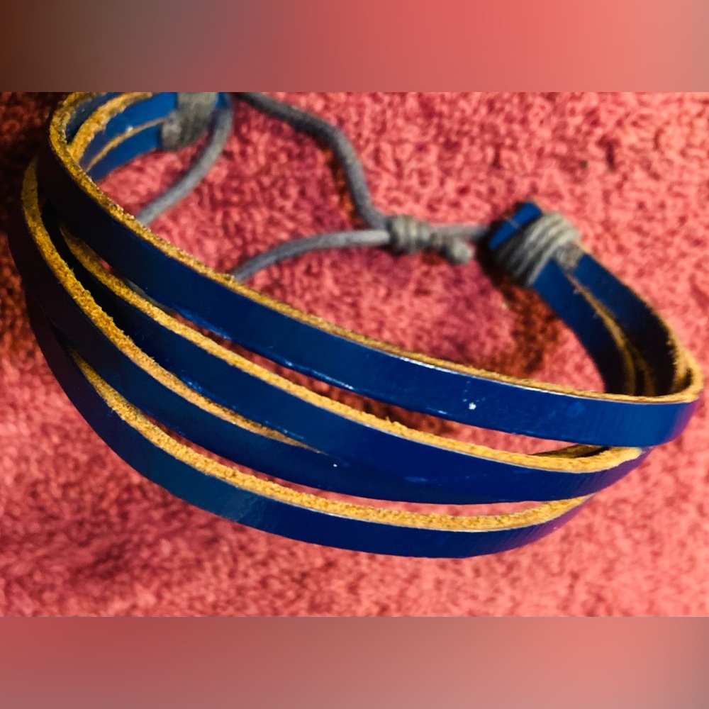 Blue Leather Fashion Bracelet